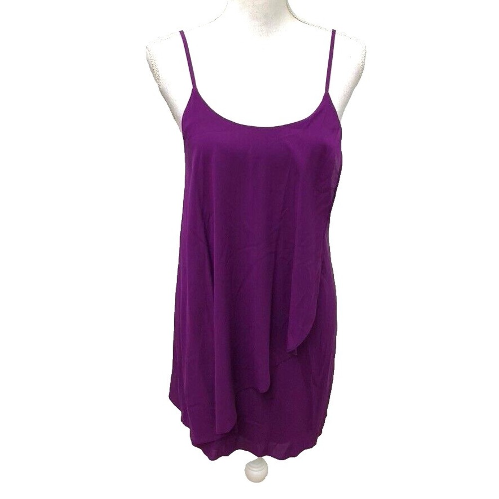 Alice + Olivia Mini Dress Silk Womens XS Purple Layered Party Simple Elegance